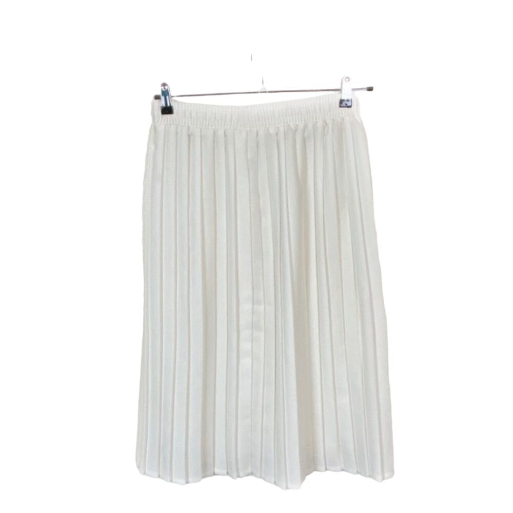 Secretary Skirt Vintage White Polyester Women's Pleated Made in USA Size 12